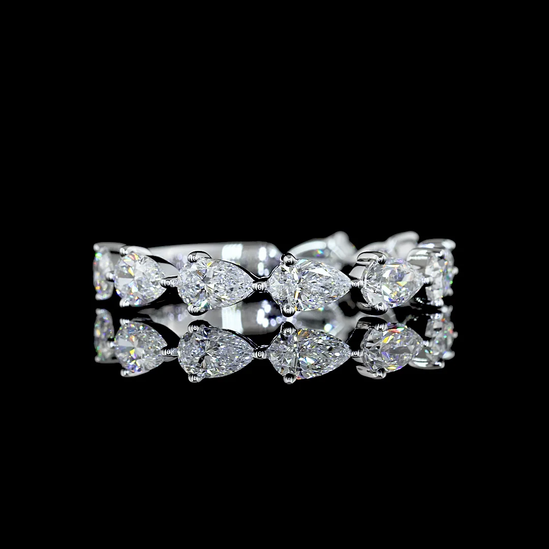 1.27 Cts 18k White Gold Pear Shape 3/4 Band Eternity Band
