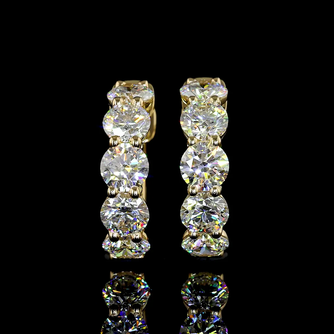 2.03 Cts 14k Yellow Gold Round Shape Huggies Earring