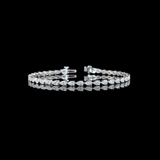 [BC14WTSPS400PEW] 4.06 Cts 14k White Gold Pear Shape Tennis Bracelet