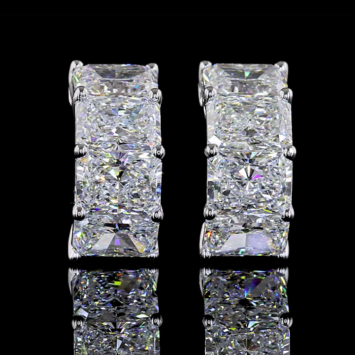 [ER14WHGRAD600PEW] 6.03 Cts 14k White Gold Radiant Shape Huggies Earring