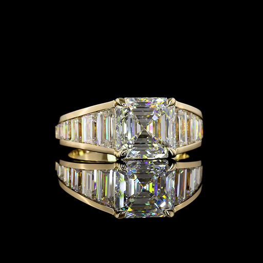 [RG14YSPAS450BAGP] 4.92 Cts 14k Yellow Gold Asscher Shape Special Ring
