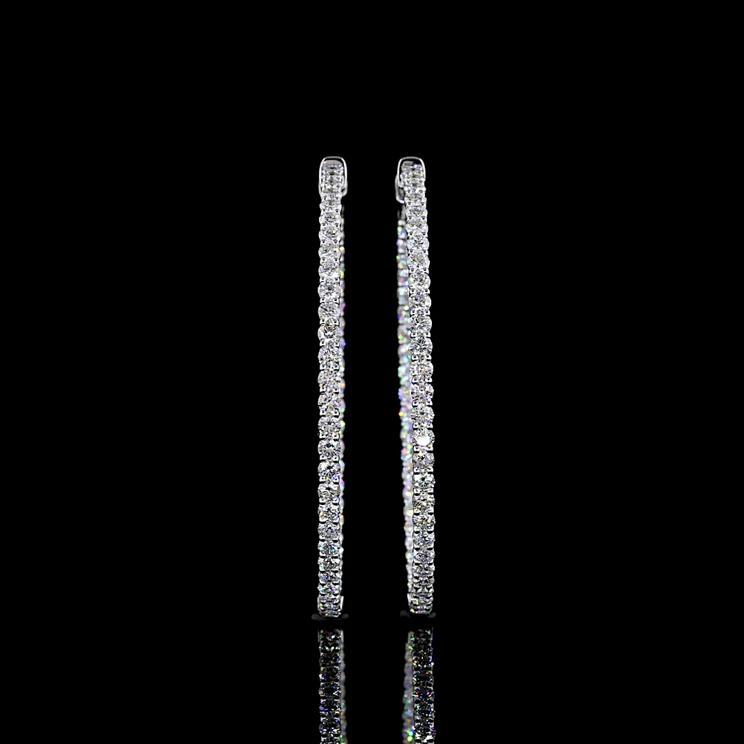 3.84 Cts 14k White Gold Round Shape Hoops Earring
