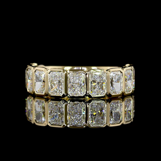 [EB14Y3/4RAD300BNS] 3.34 Cts 14k Yellow Gold Radiant Shape 3/4 Band Eternity Band