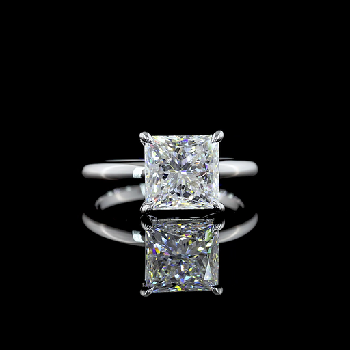 [RG14WSOPR300P] 3.04 Cts 14k White Gold Princess Shape Solitaire Ring