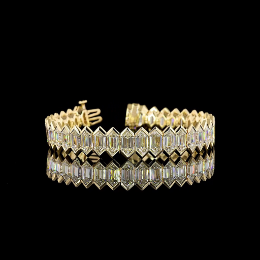 [BC14WTSSM1550HBNS] 37.72 Cts 14k White Gold Step Marquise Shape Tennis Bracelet