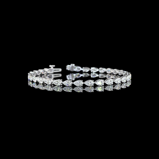 [BC14WTSPS650PEW] 6.52 Cts 14k White Gold Pear Shape Tennis Bracelet