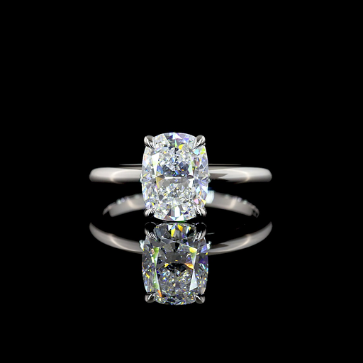 [RG14WSOBECU200PNS] 2.05 Cts 14k White Gold Cushion Brilliant Shape Solitaire Ring