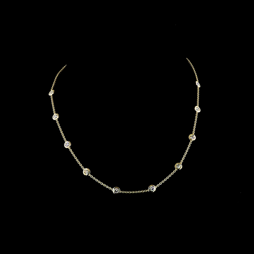 [NK14YSTRD175B] 1.96 Cts 14k Yellow Gold Round Shape Station Necklace