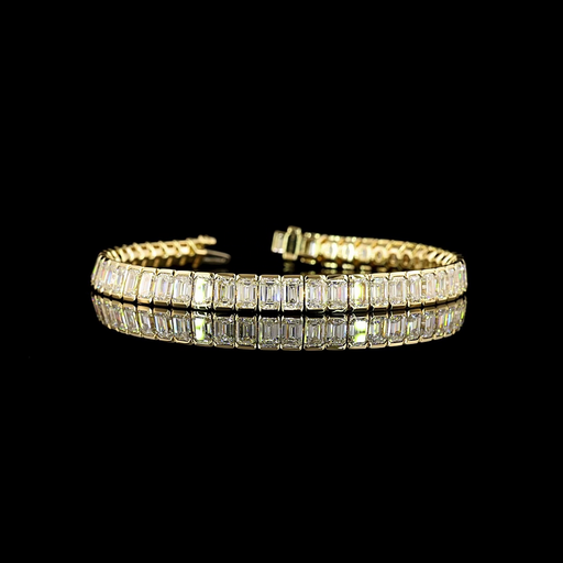 [BC14YTSEM1550HBNS] 15.86 Cts 14k Yellow Gold Emerald Shape Tennis Bracelet