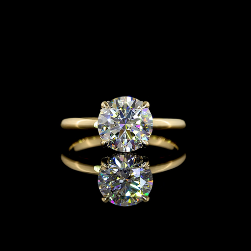 [RG14YHHRD200P] 2.16 Cts 14k Yellow Gold Round Shape Hidden Halo Ring