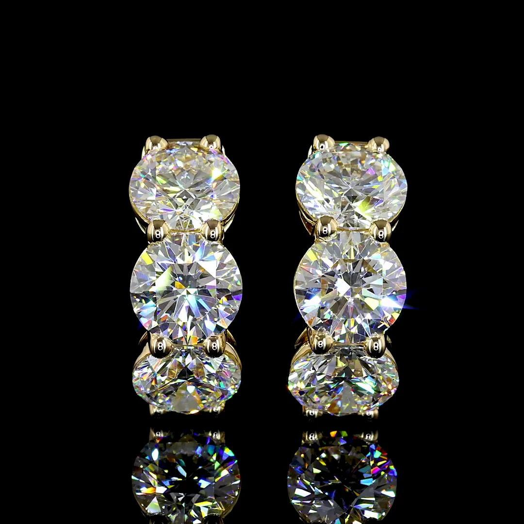 4.39 Cts 14k Yellow Gold Round Shape Huggies Earring