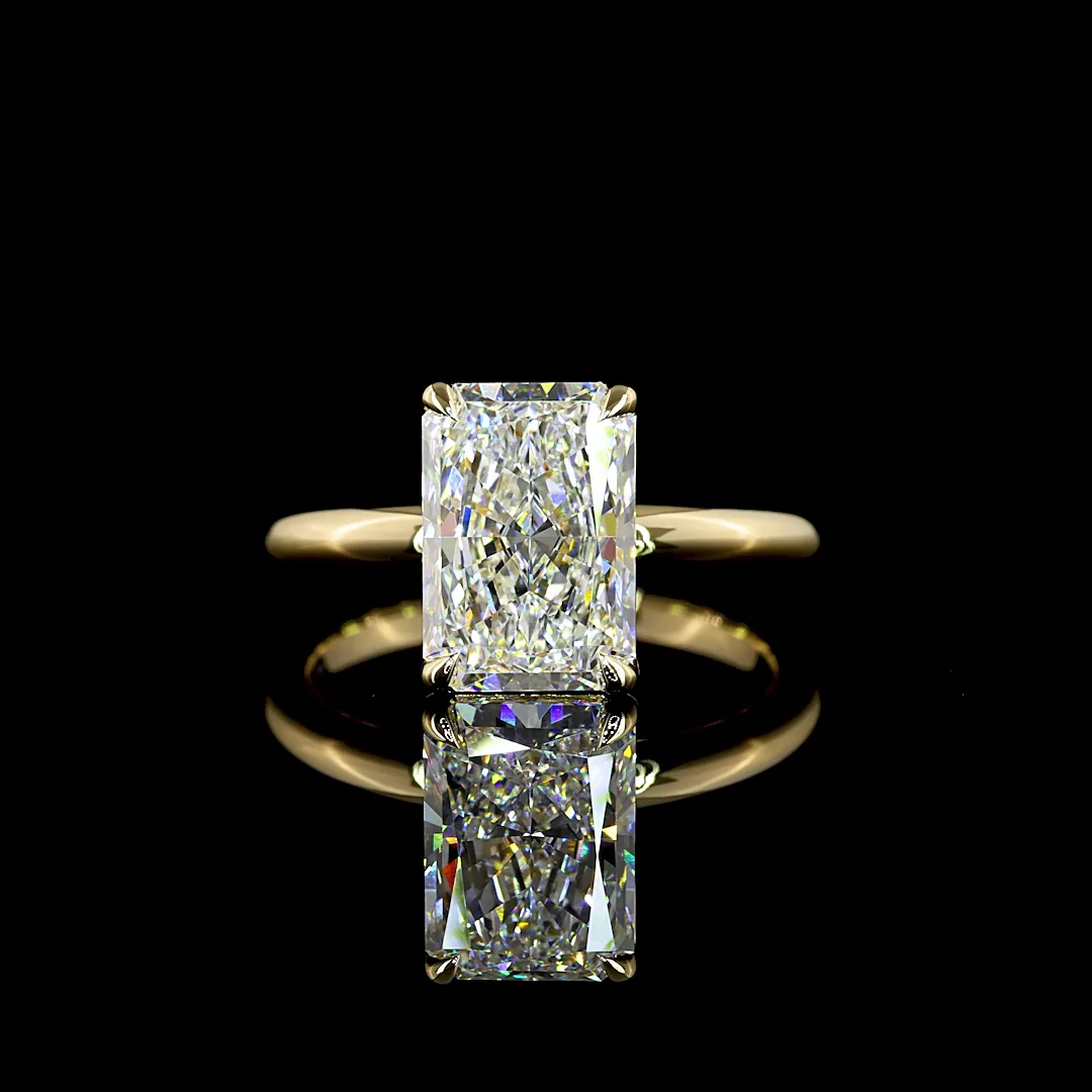 3.07 Cts 14k Yellow Gold Radiant Shape Solitaire Ring
