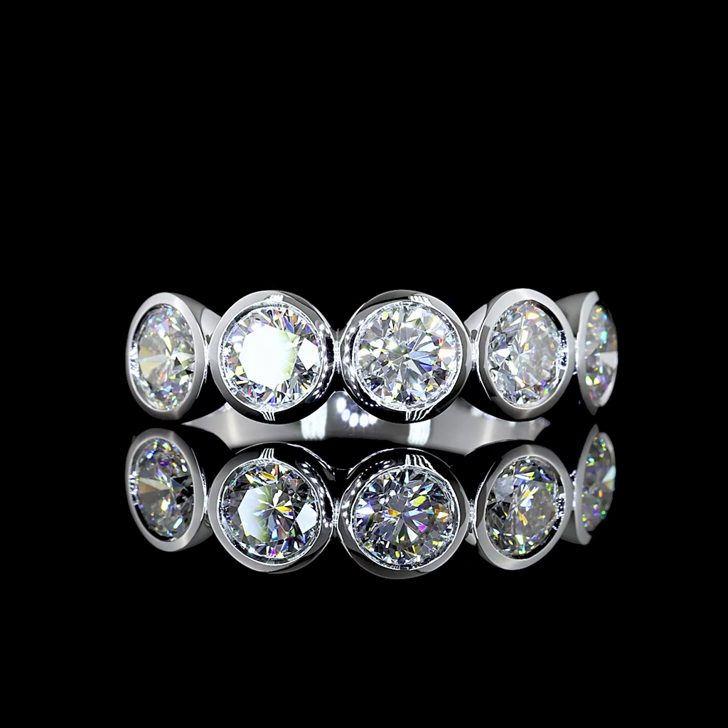 2.05 Cts 14k White Gold Round Shape 5 Stones Eternity Band