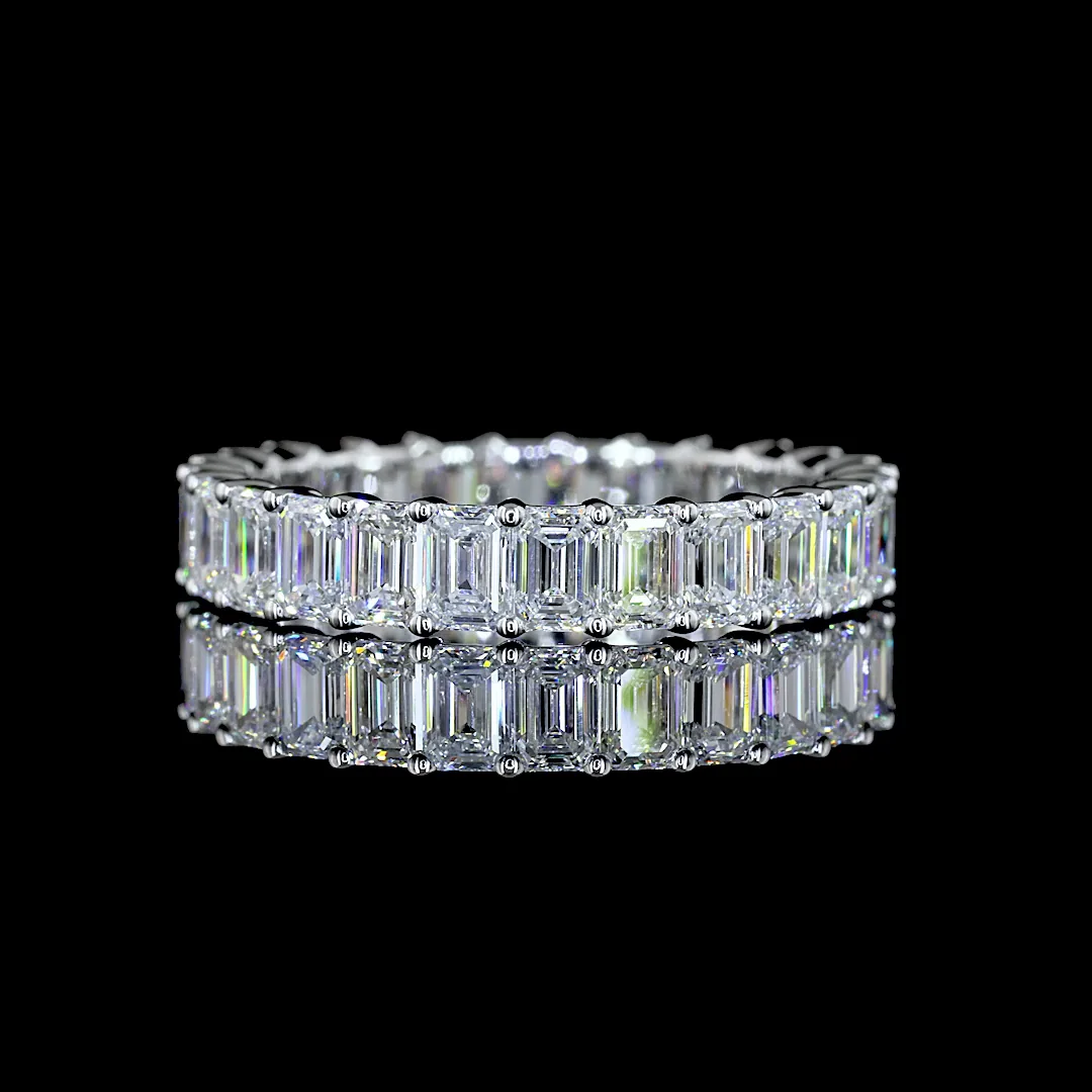 3.14 Cts 14k White Gold Emerald Shape Eternity Band Eternity Band