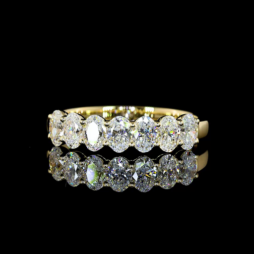 [EB14Y7OV100PNS] 1.13 Cts 14k Yellow Gold Oval Shape 7 Stones Eternity Band