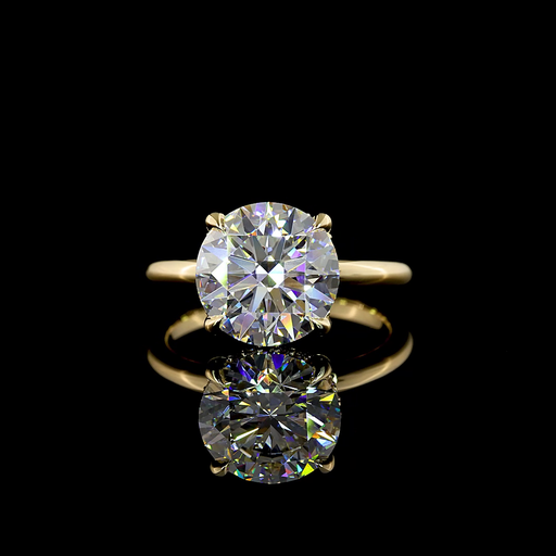 [RG14YHHRD400P] 4.16 Cts 14k Yellow Gold Round Shape Hidden Halo Ring