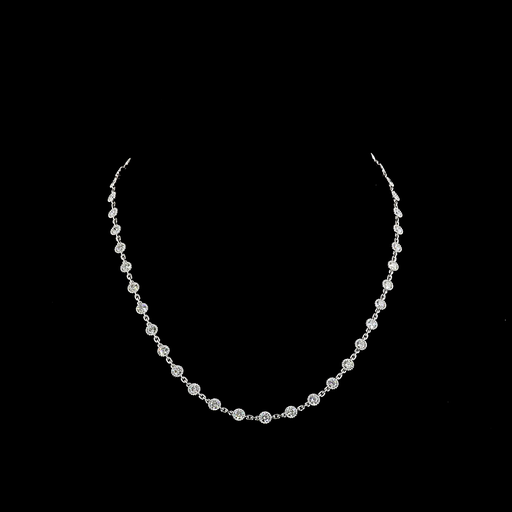 [NK14WSTRD600P] 6.17 Cts 14k White Gold Round Shape Station Necklace
