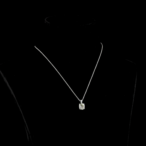 [PD14WBECU275PNS] 2.98 Cts 14k White Gold Cushion Brilliant Shape Pendant Pendant