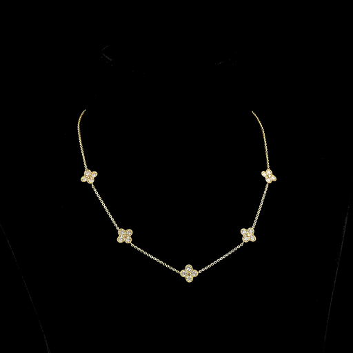 [NK18YSTRD150P] 1.73 Cts 18k Yellow Gold Round Shape Station Necklace