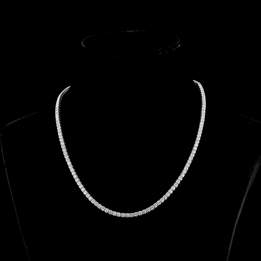 [NK14WTSRD1350P] 13.76 Cts 14k White Gold Round Shape Tennis Necklace