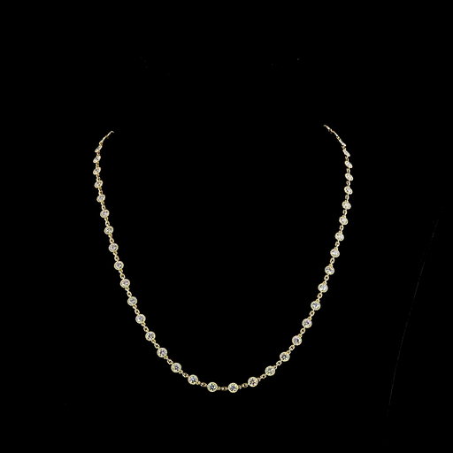 [NK14YSTRD600P] 6.4 Cts 14k Yellow Gold Round Shape Station Necklace