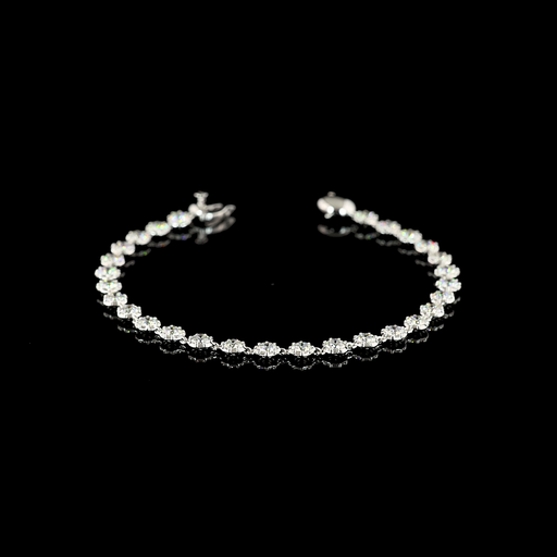 [BC18WSTRD400P] 4.17 Cts 18k White Gold Round Shape Station Bracelet