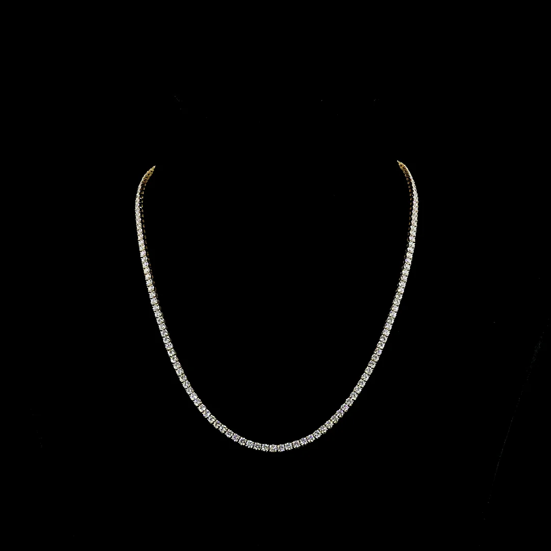 9.54 Cts 14k Yellow Gold Round Shape Tennis Necklace