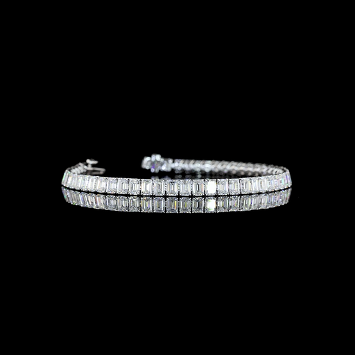 [BC14WTSEM1050PNS] 10.61 Cts 14k White Gold Emerald Shape Tennis Bracelet