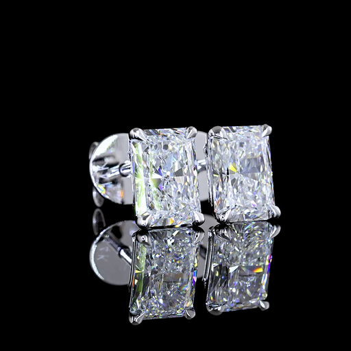 [ER14WSDRAD200P] 1.91 Cts 14k White Gold Radiant Shape Studs Earring