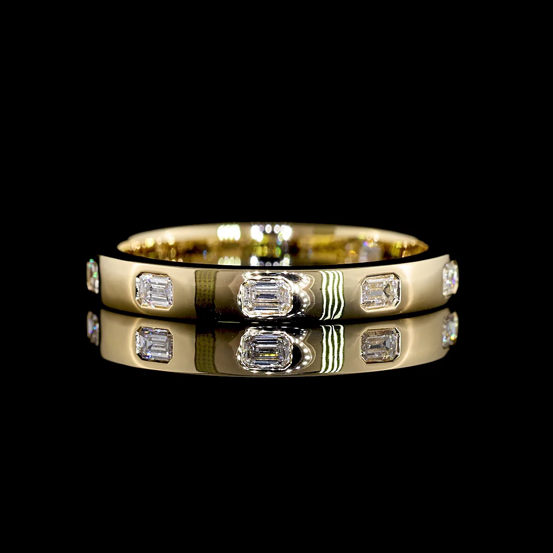 0.34 Cts 14k Yellow Gold Emerald Shape Eternity Band Eternity Band