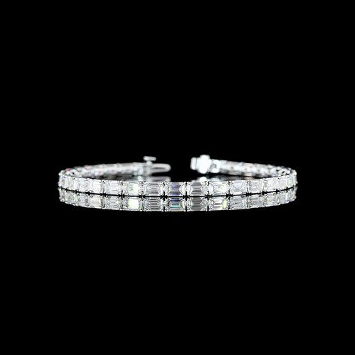 [BC14WTSEM1150PEW] 11.62 Cts 14k White Gold Emerald Shape Tennis Bracelet