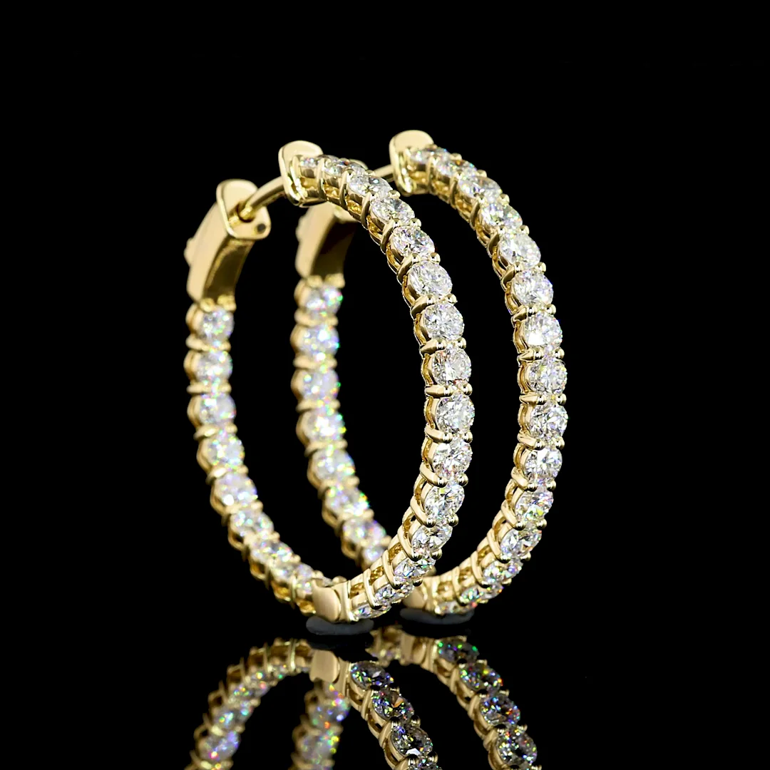 2.45 Cts 14k Yellow Gold Round Shape Hoops Earring