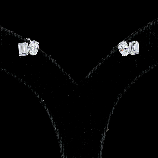 [ER14WSD200P] 1.96 Cts 14k White Gold Mix Shape Studs Earring