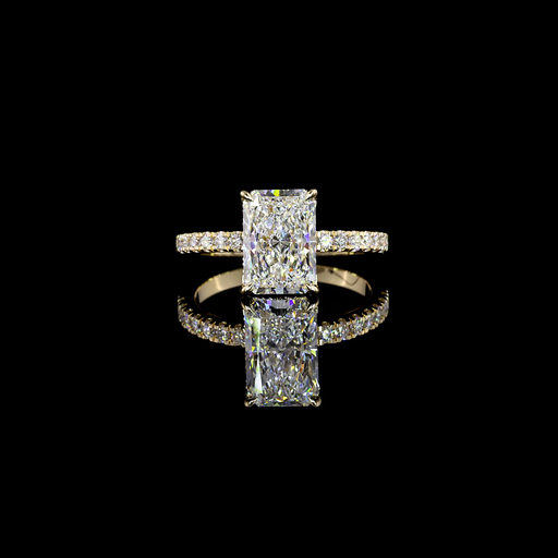 [RG14YHHRAD200PNS] 2.39 Cts 14k Yellow Gold Radiant Shape Hidden Halo Ring