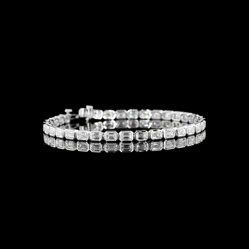 [BC14WTSEM650BEW] 6.76 Cts 14k White Gold Emerald Shape Tennis Bracelet