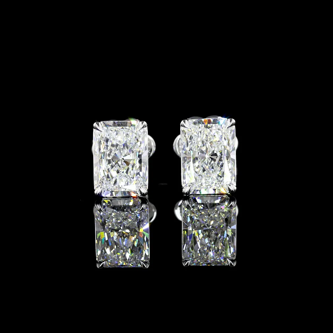 3.13 Cts 14k White Gold Radiant Shape Studs Earring