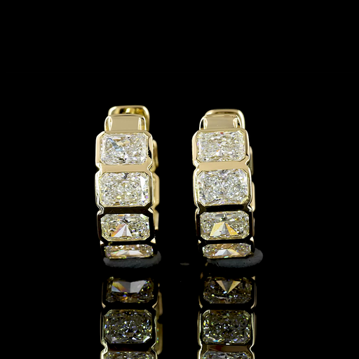 [ER14YHGRAD300BEW] 3.17 Cts 14k Yellow Gold Radiant Shape Huggies Earring