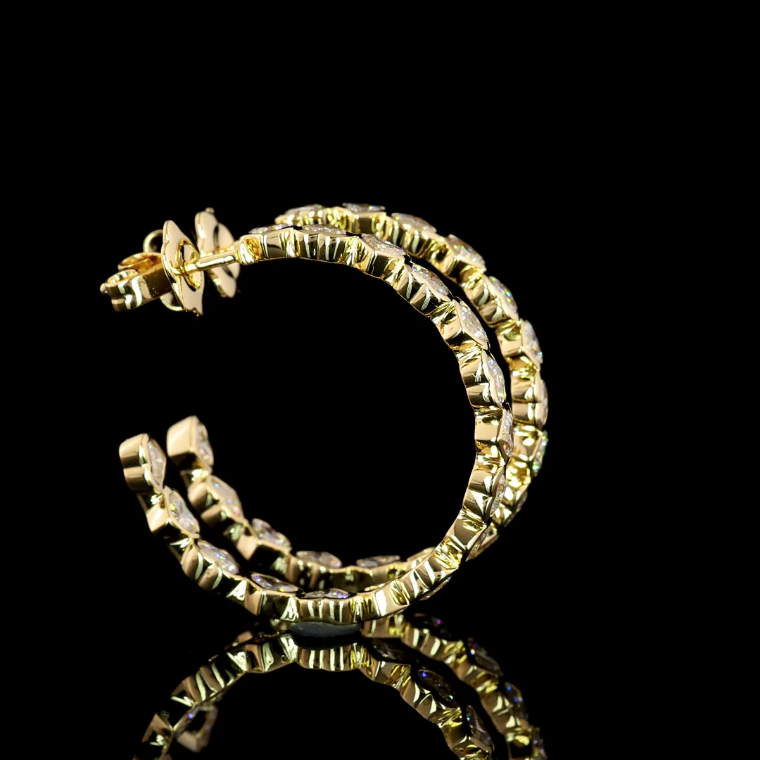 4.27 Cts 14k Yellow Gold Heart Shape C Hoops Earring