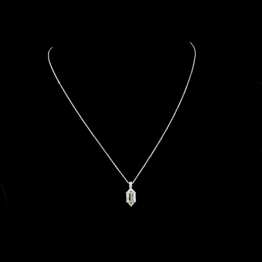 [PD14WSM200PEW] 2.2 Cts 14k White Gold Step Marquise Shape Pendant Pendant