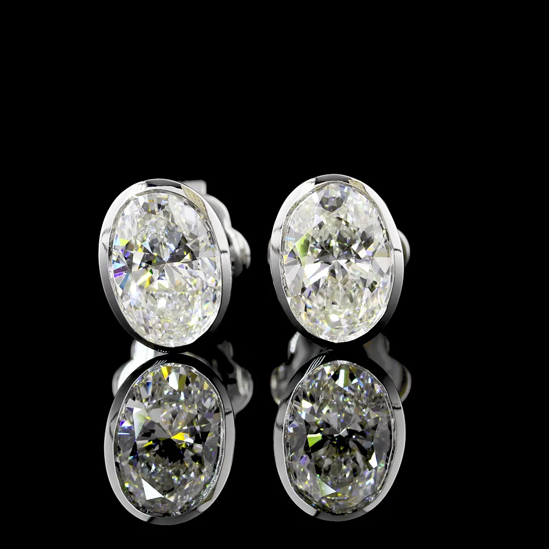 1.56 Cts 14k White Gold Oval Shape Studs Earring
