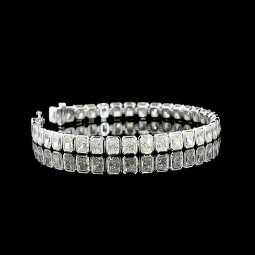 [BC14WTSRAD1500BNS] 15.01 Cts 14k White Gold Radiant Shape Tennis Bracelet