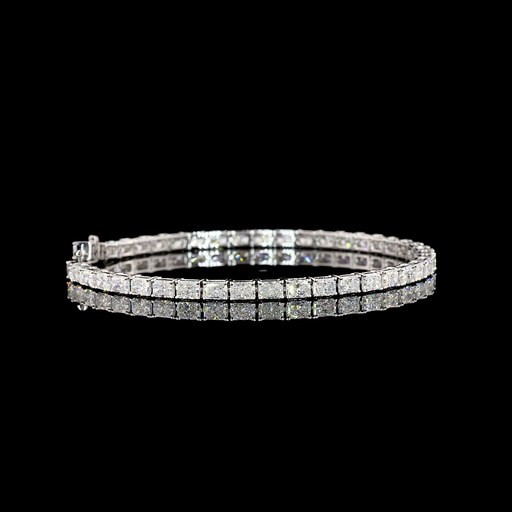 [BC14WTSRAD700PEW] 7 Cts 14k White Gold Radiant Shape Tennis Bracelet