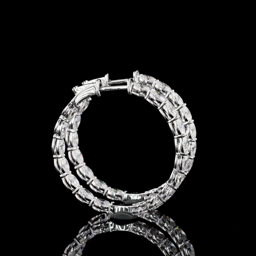 4.07 Cts 14k White Gold Oval Shape Hoops Earring
