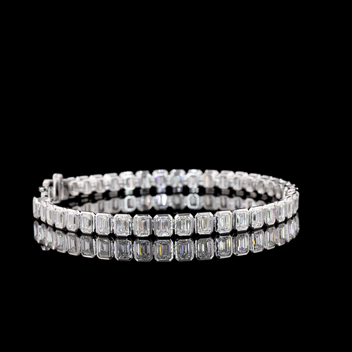 [BC14WTSEM1100BNS] 10.93 Cts 14k White Gold Emerald Shape Tennis Bracelet