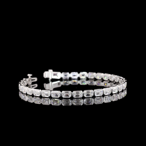 [BC14WTSEM950BEW] 9.41 Cts 14k White Gold Emerald Shape Tennis Bracelet
