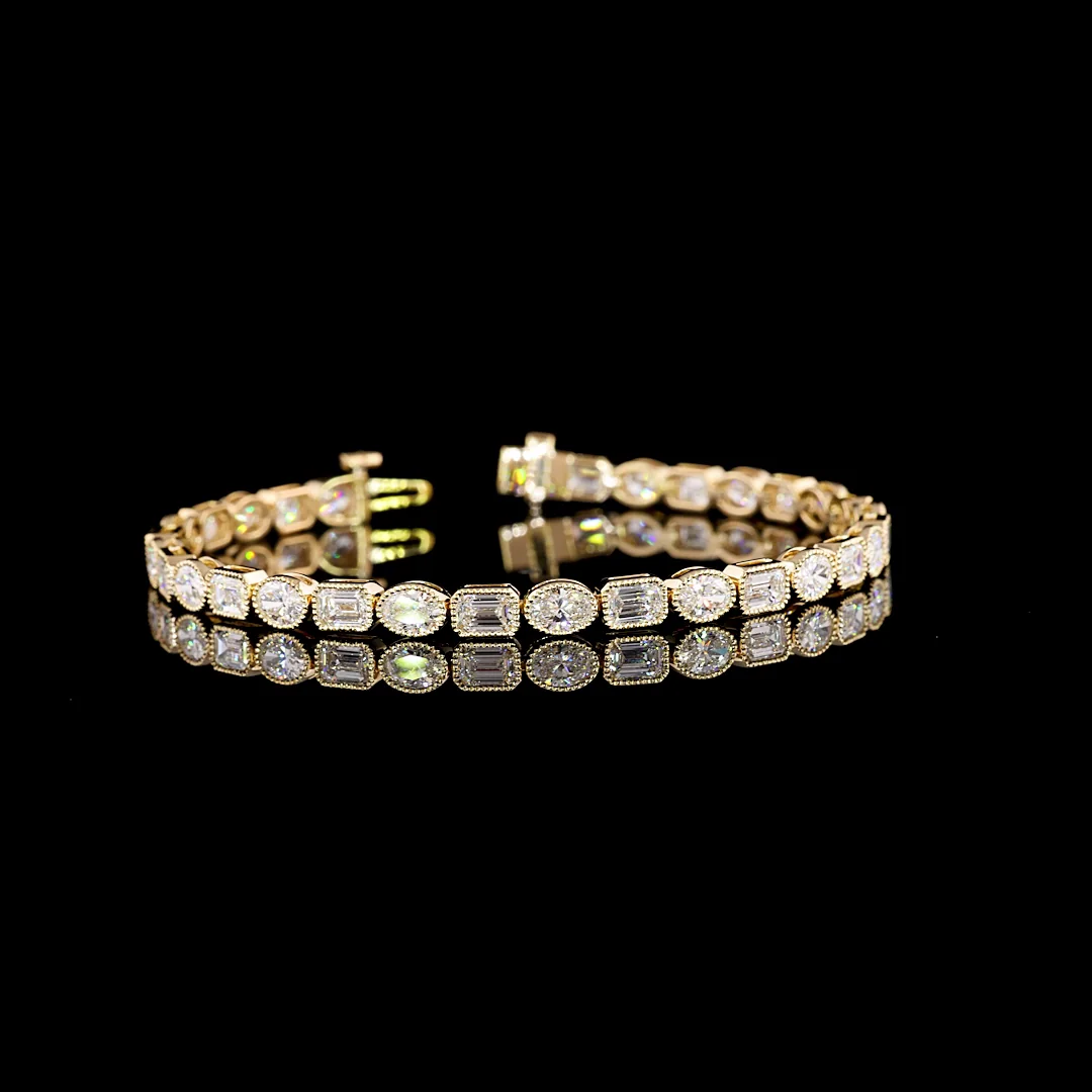 7.8 Cts 18k Yellow Gold Mix Shape Tennis Bracelet