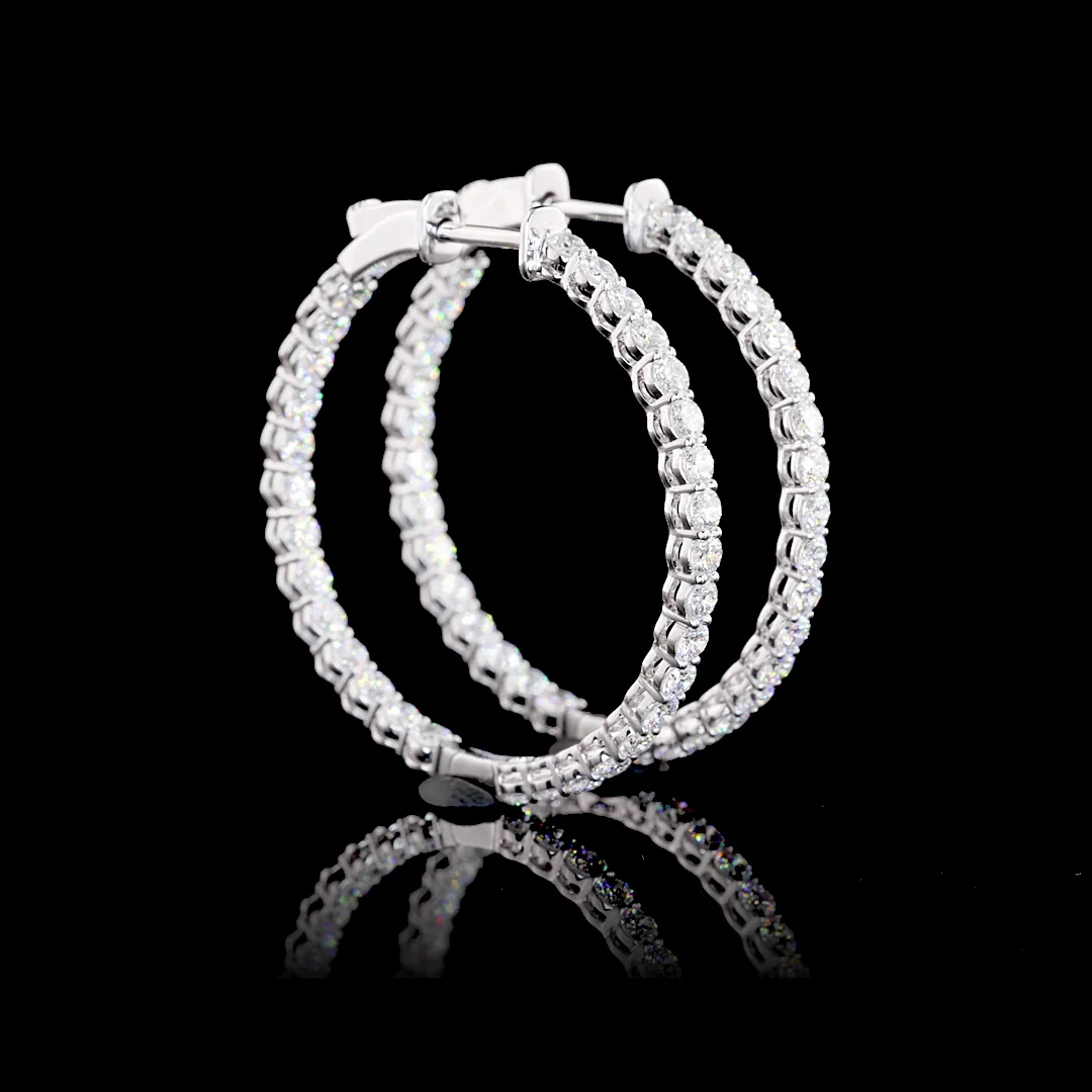 1.68 Cts 14k White Gold Round Shape Hoops Earring