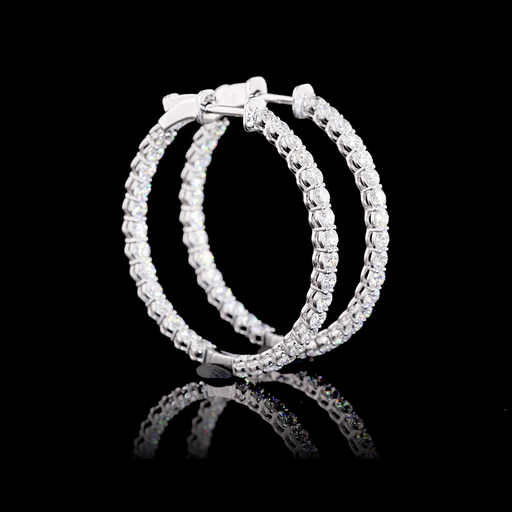 [ER14WHPRD150P] 1.68 Cts 14k White Gold Round Shape Hoops Earring