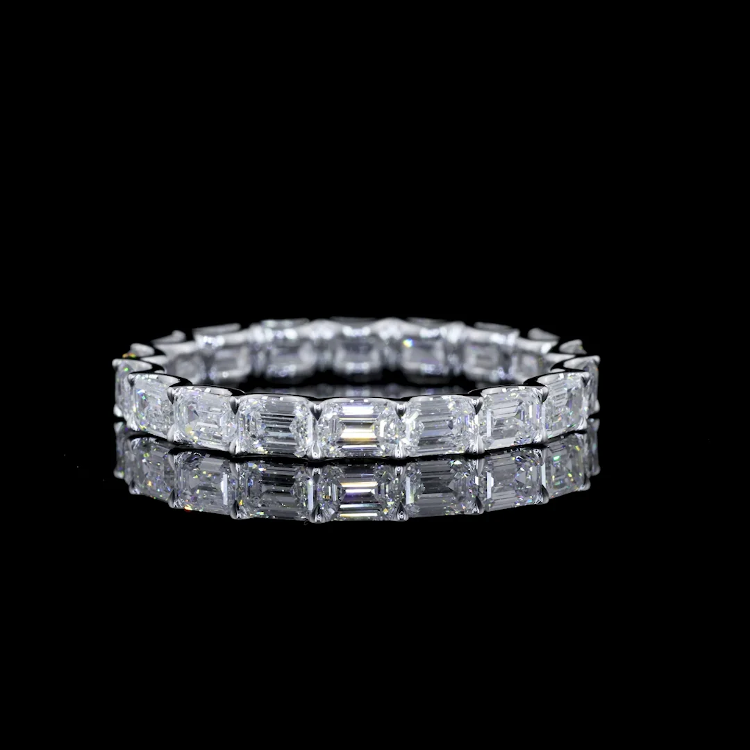 2.9 Cts 14k White Gold Emerald Shape Eternity Band Eternity Band