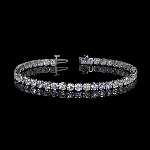 [BC14WTSRD800P] 8.2 Cts 14k White Gold Round Shape Tennis Bracelet